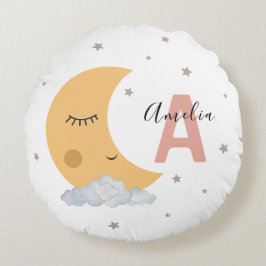 Cojín Redondo Cute Moon & Clouds Round Nursery Pillow Pink Initi