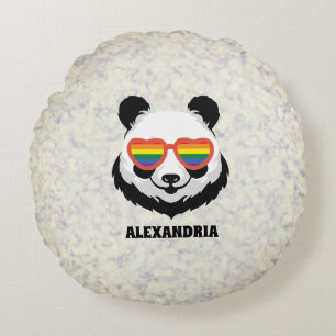Cojín Redondo Cute Panda Bear Arcoiris LGBTQ