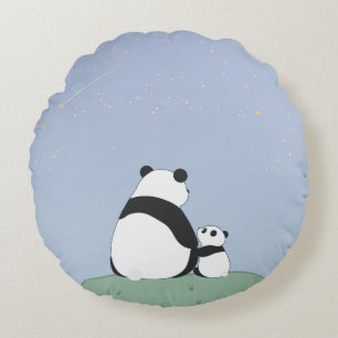 Cojín Redondo Cute Panda Under Stars