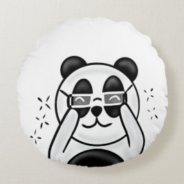 Cojín Redondo Cute Panda With Glasses