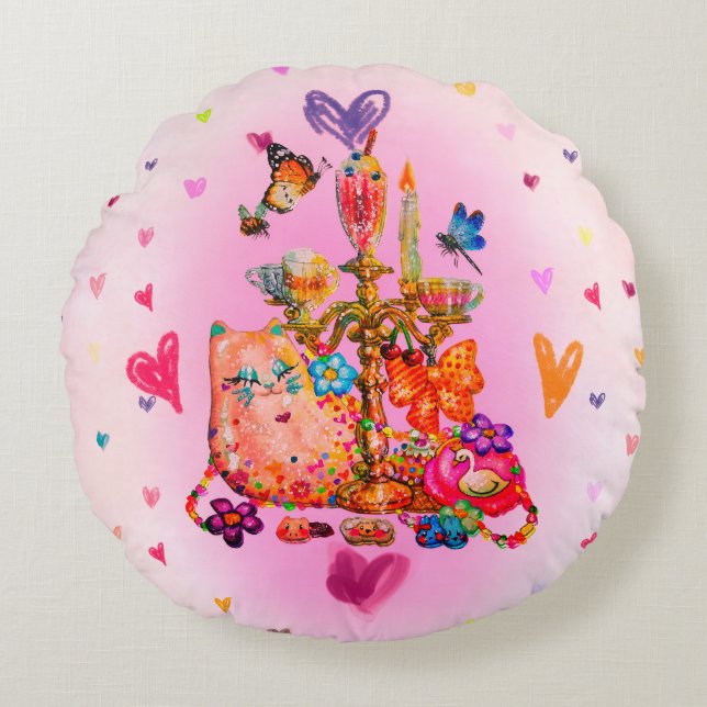 Cojín Redondo Cute Pastel (Anverso)
