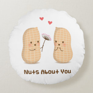 Cojín Redondo Cute Peanuts Nuts Sobre Ti Juego de Palabras Amor 
