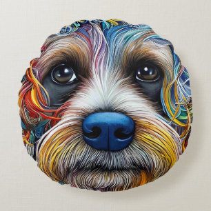Cojín Redondo Cute Pop Art Terrier
