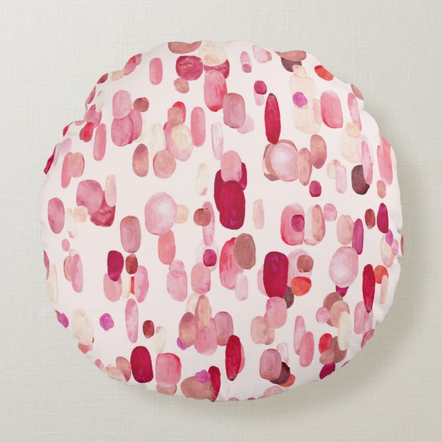 Cojín Redondo Cute Rosa Red Spots Seamless (Anverso)