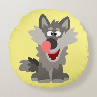 Cojín Redondo Cute Silly Personalizado Wolf