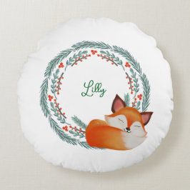 Cojín Redondo Cute Sleeping Fox Personalized