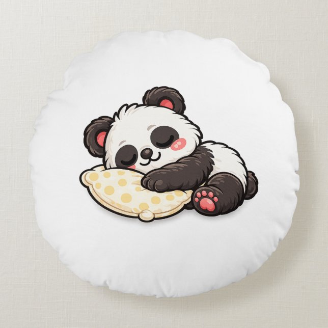 Cojín Redondo Cute Sleeping Panda with Pillow (Anverso)