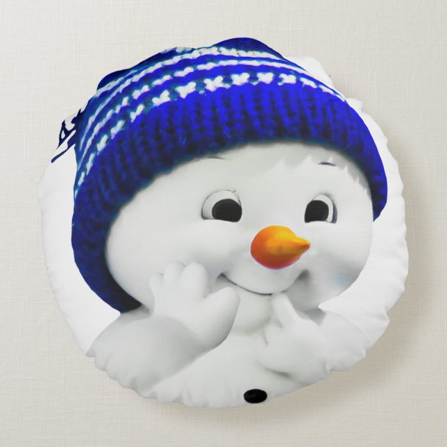 Cojín Redondo Cute Snowman (Reverso)