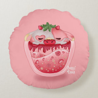 Cojín Redondo Cute Strawberry Throw Pillow – Kawaii Design