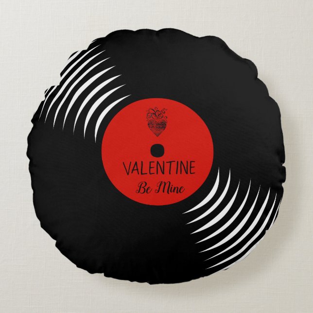 Cojín Redondo Cute Vinyl Record Valentlow (Anverso)