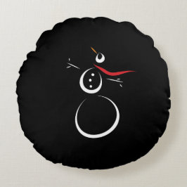 Cojín Redondo Cute Winter Snowman Black