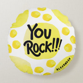Cojín Redondo Cute You Rock Yellow And Black Modern Typography