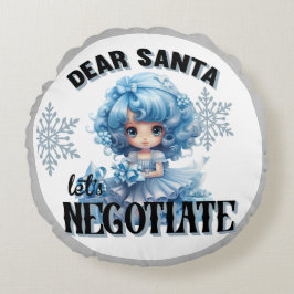 Cojín Redondo Cutie Blue Querida Santa Navidad Pillow