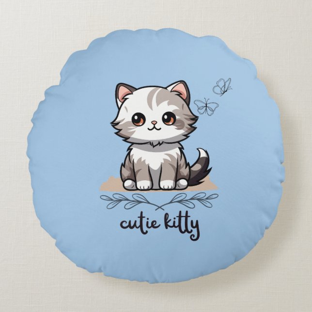 Cojín Redondo Cutie Kitty Round Pillow (Anverso)
