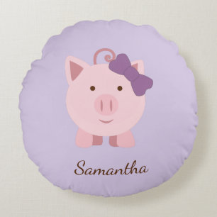 Cojín Redondo Cuto Chica Cerdo Cama De La Cabina