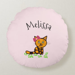 Cojín Redondo Cuto naranja gato