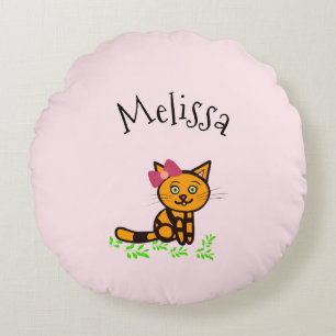 Cojín Redondo Cuto naranja gato