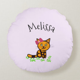 Cojín Redondo Cuto naranja gato