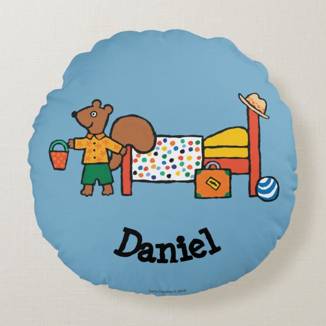 Cojín Redondo Cyril la ardilla el vacaciones (Anverso)