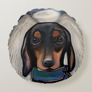 Cojín Redondo Dachshund negro y canela