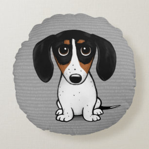 Cojín Redondo Dachshund Piebald Cachorro Perro Lindo