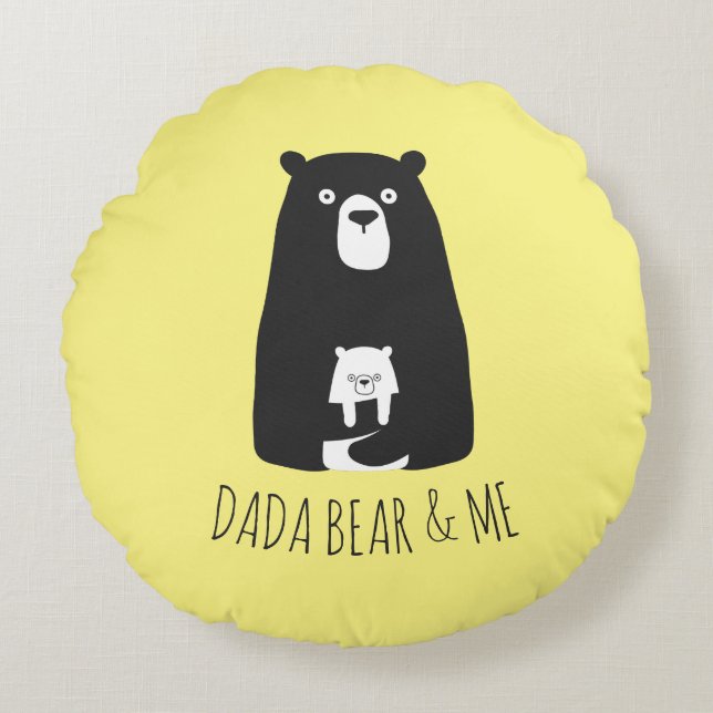 Cojín Redondo DADA BEAR Y YO | Papá Niños Hija Son Dada Bear (Anverso)