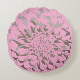 Cojín Redondo Dahlia flower pastel pink pillow 
