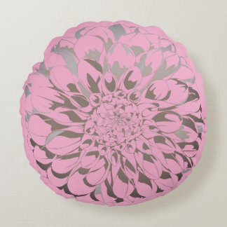 Cojín Redondo Dahlia flower pastel pink pillow
