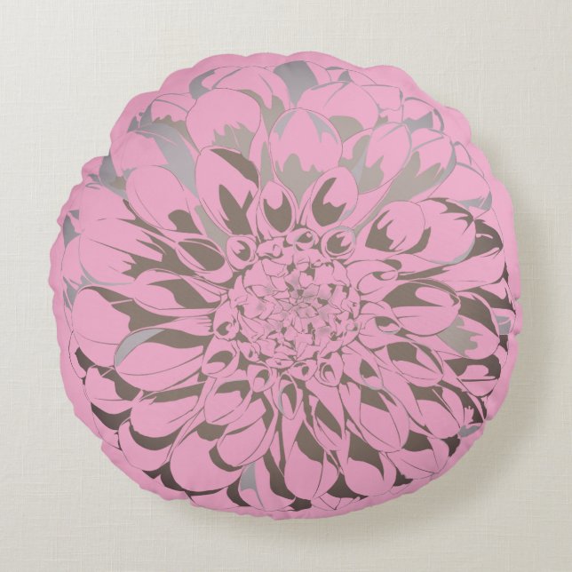Cojín Redondo Dahlia flower pastel pink pillow  (Anverso)