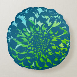 Cojín Redondo Dahlia flower teal pillow 