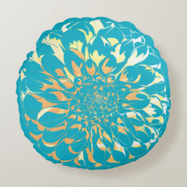 Cojín Redondo Dahlia flower two-sided turquoise pillow 