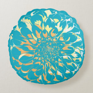 Cojín Redondo Dahlia flower two-sided turquoise pillow