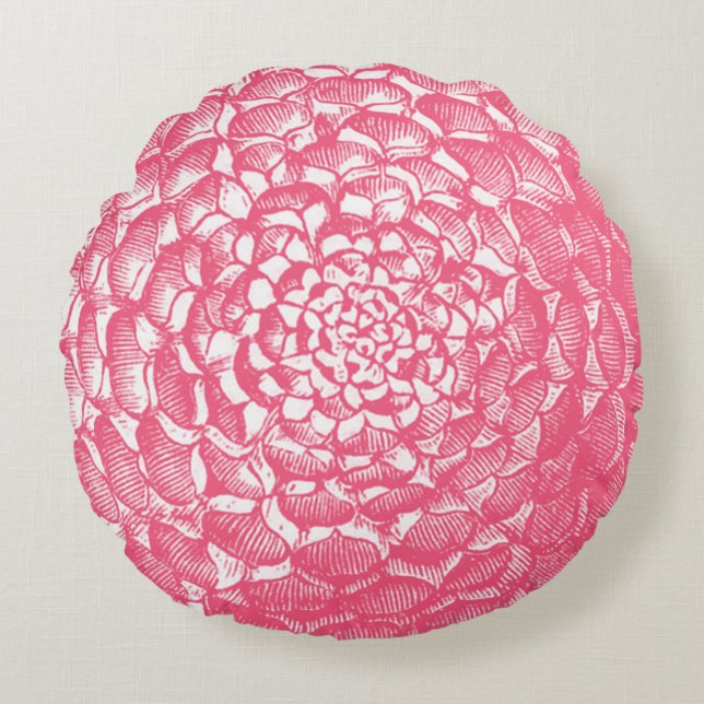 Cojín Redondo Dahlia Rosa (Anverso)