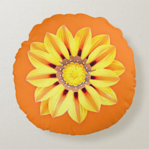 Cojín Redondo Daisy africano / Gazania - Naranja y amarillo
