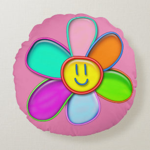 Cojín Redondo DAISY - Colorida margarita mágica para niños -