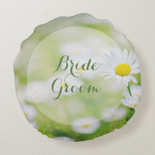 Cojín Redondo Daisy Daisies Floral Floral Verano para siempre