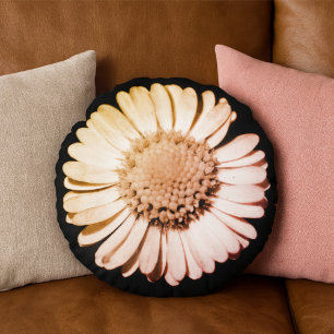 Cojín Redondo Daisy de color negro y floral de Rubor
