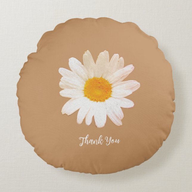 Cojín Redondo Daisy Flower Mug – Summer Botanical Cozy (Anverso)