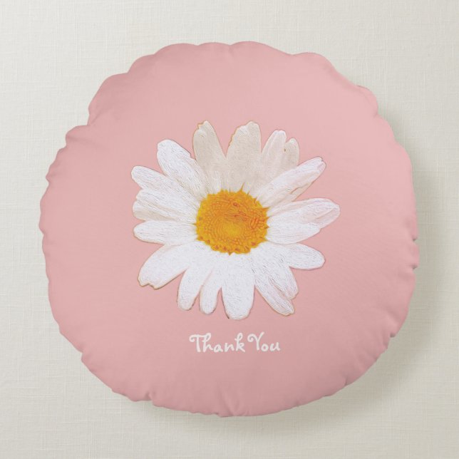 Cojín Redondo Daisy Flower Mug – Summer Botanical Cozy (Anverso)