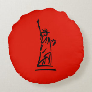 Cojín Redondo Dama Libertad de NY Rojo