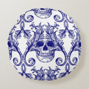 Cojín Redondo damasco bohemio, adorno sin costura.