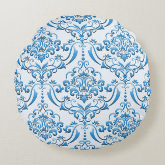 Cojín Redondo Damasco Clásico: Lujoso Fondo Sin Marea