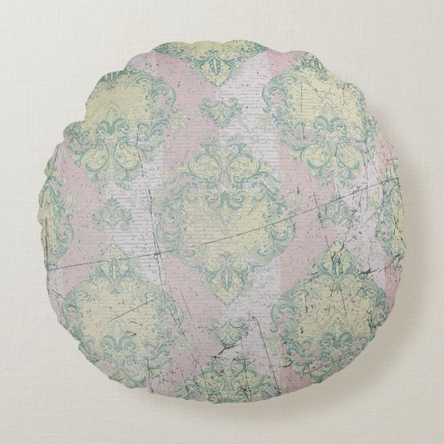 Cojín Redondo Damask Grunge Elegance (Anverso)