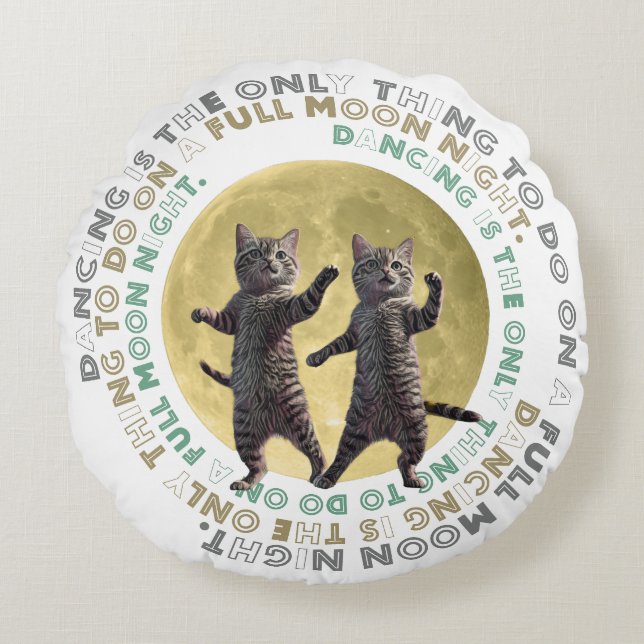 Cojín Redondo dancing cats-1 (Anverso)
