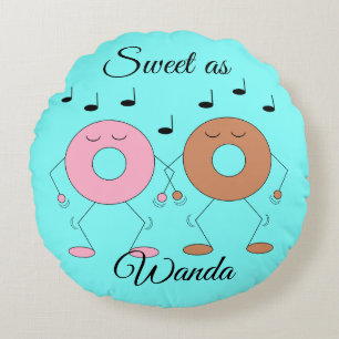 Cojín Redondo Dancing Donuts Pastel Blue
