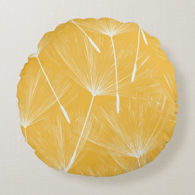 Cojín Redondo Dandelions vintage: Patrón sin foco (Anverso)