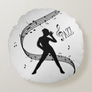 Cojín Redondo Danza de Jazz Plata