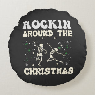 Cojín Redondo Danza de los Navidades Skeleton