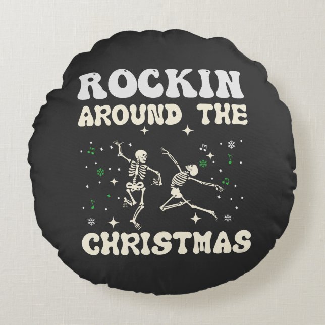 Cojín Redondo Danza de los Navidades Skeleton (Anverso)