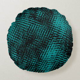 Cojín Redondo Dark cian-green strokes cruzando grietas como burl